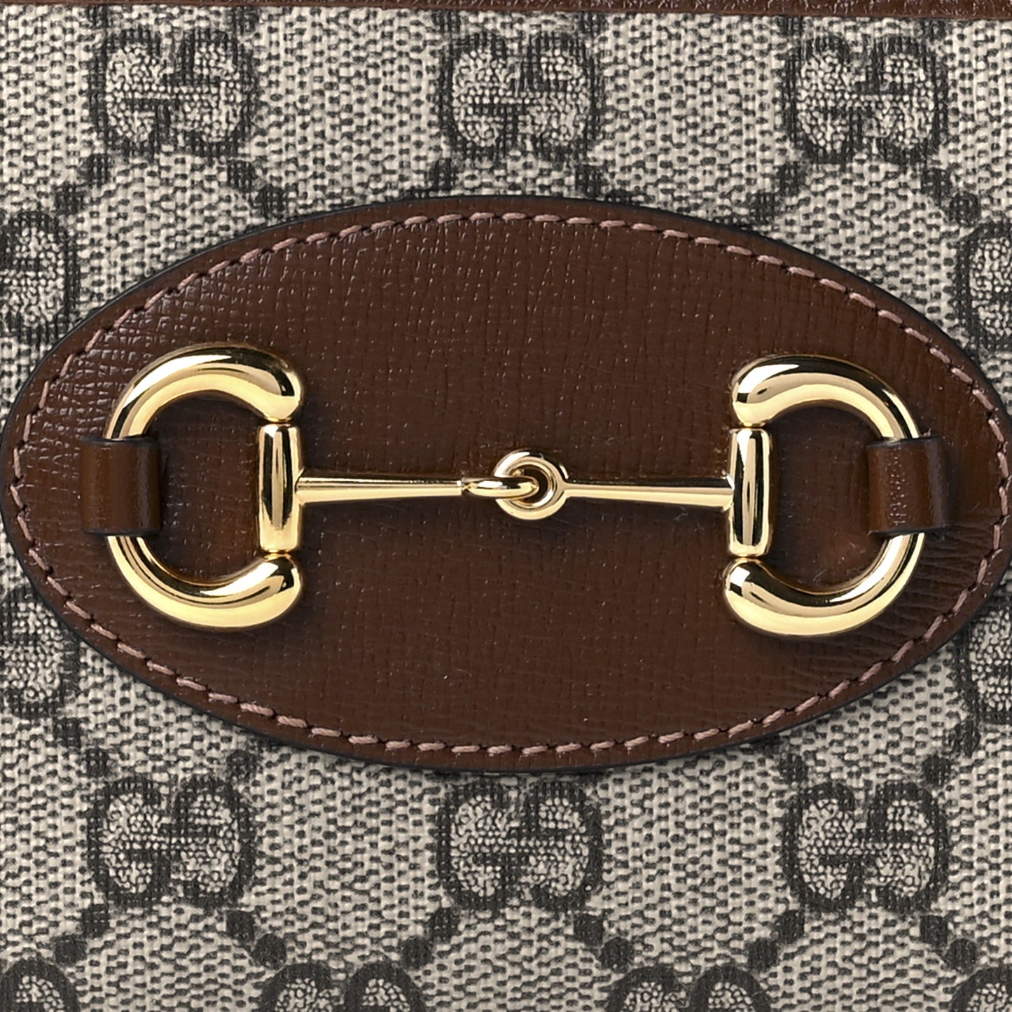 GG Supreme Monogram Azalea Calfskin Horsebit 1955 Zip Around Wallet Beige Ebony Brown Sugar