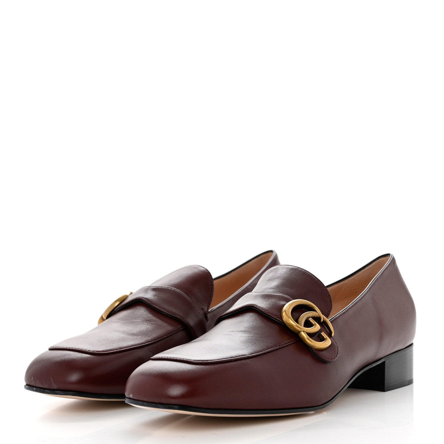 Gucci Malaga Kid Womens GG Marmont Loafers 42 Vintage Bordeaux 3 of 8