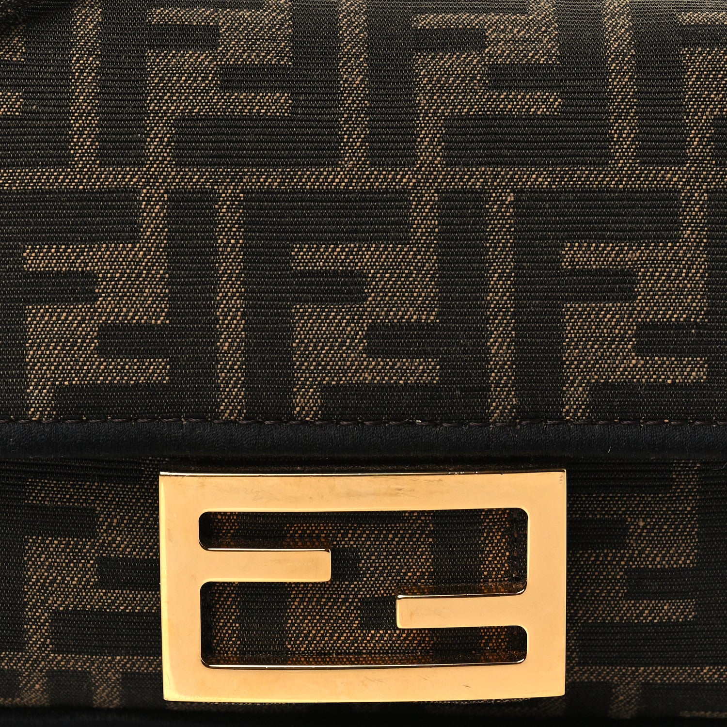 Fendi Fabric Jacquard FF 1974 Mini Baguette Tobacco Moro Black 8 of 8