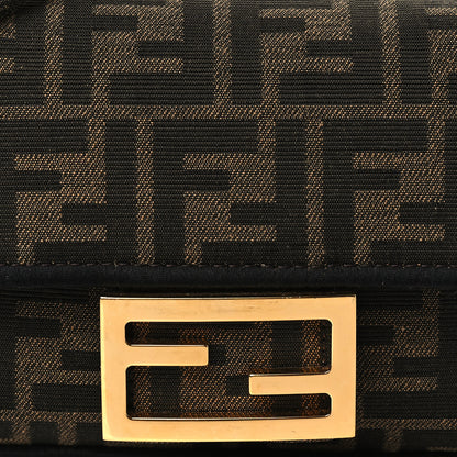 Fendi Fabric Jacquard FF 1974 Mini Baguette Tobacco Moro Black 8 of 8