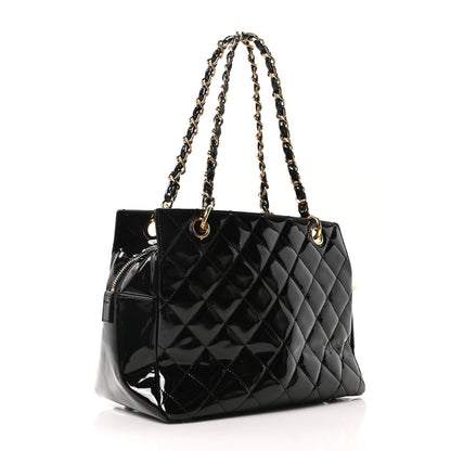Chanel Patent Quilted Petit Timeless Tote PTT Black 3 of 9