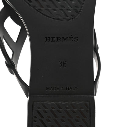 Hermes Rubber Womens Egerie Sandals 36 Black 8 of 9