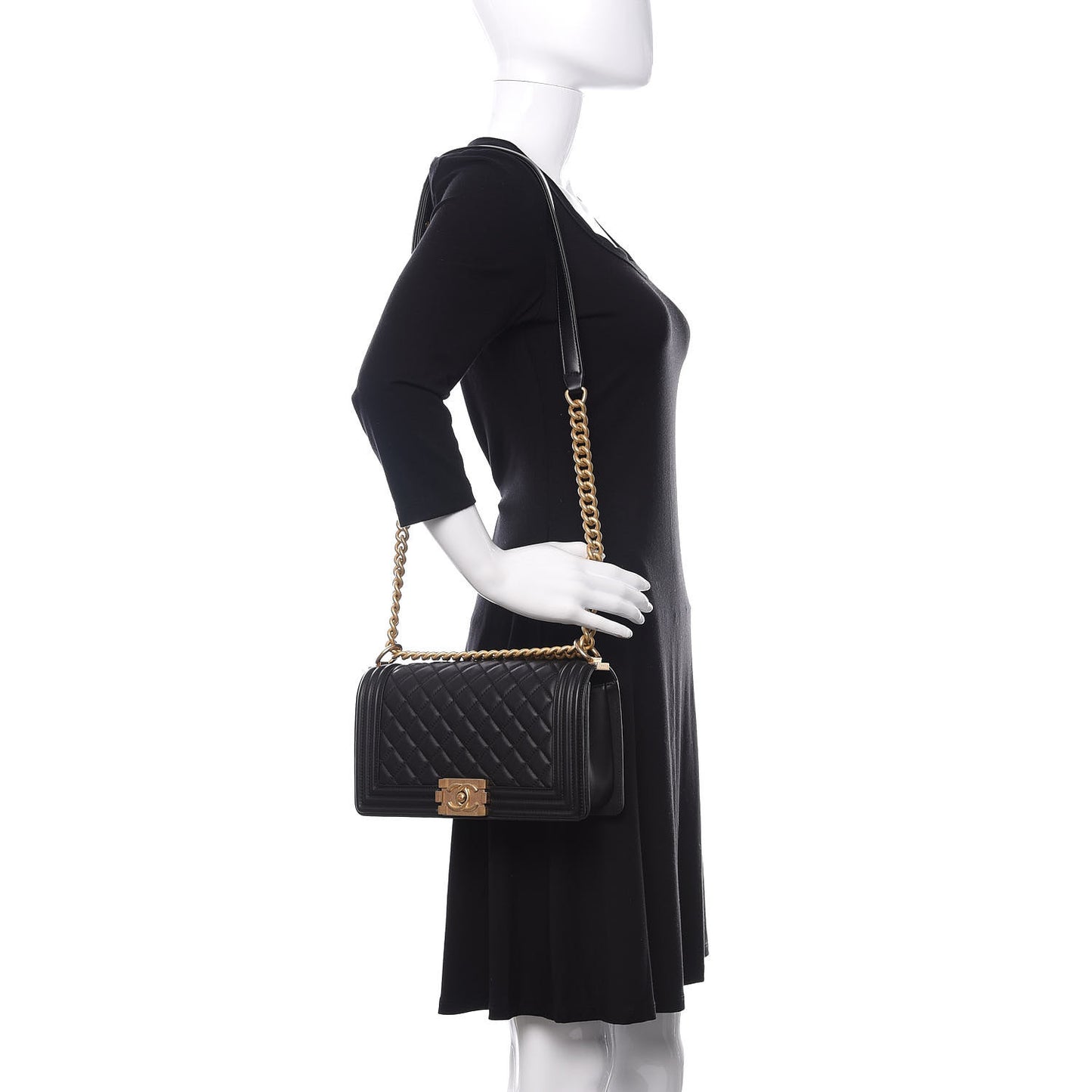 Lambskin Quilted Medium Boy Flap Black
