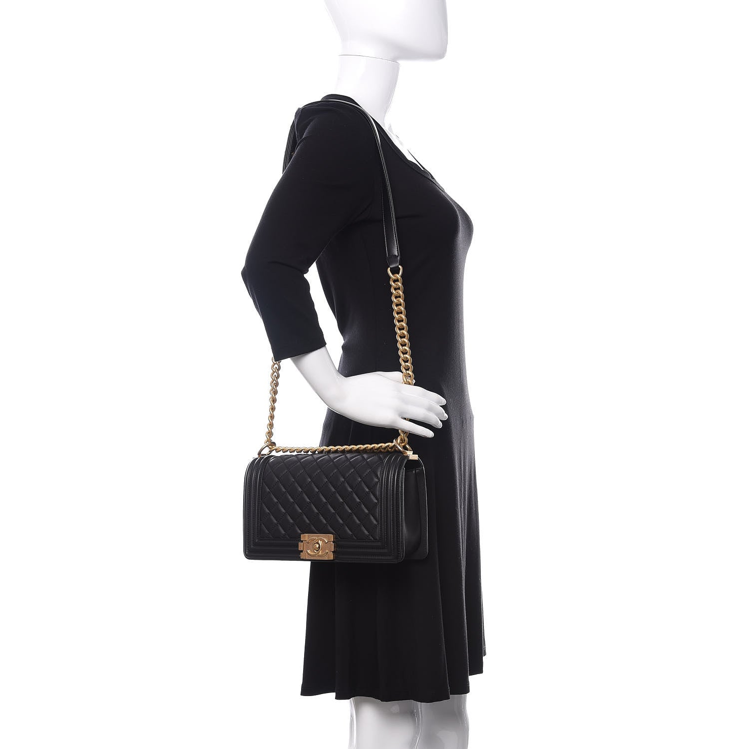 Chanel Lambskin Quilted Medium Boy Flap Black 2 of 10