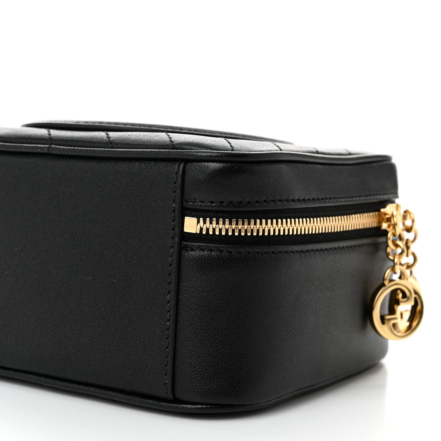 Sakai Be Green Calfskin Diagonal Stitched Blondie Top Handle Bag Black