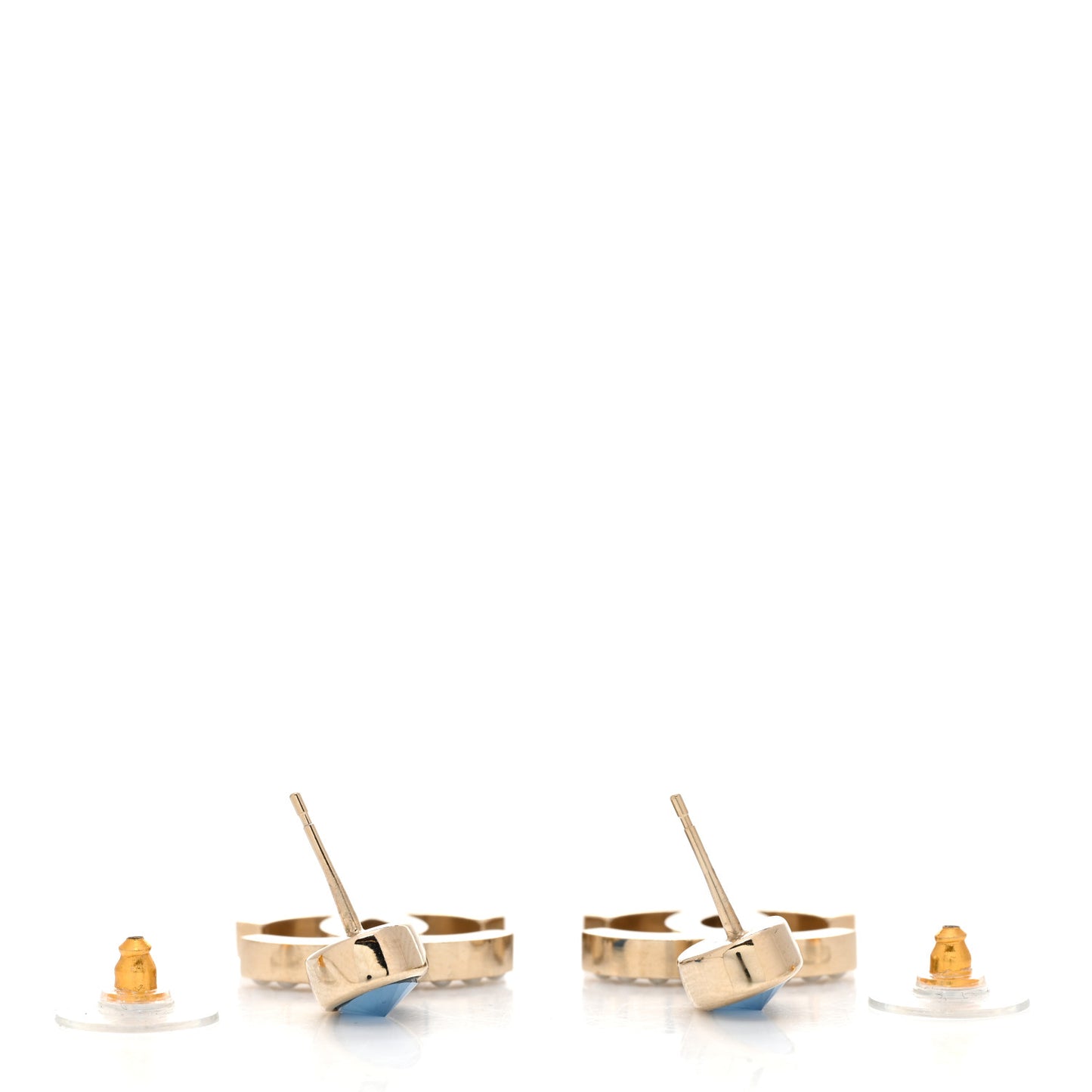 Crystal Pearl CC Drop Earrings Blue Gold