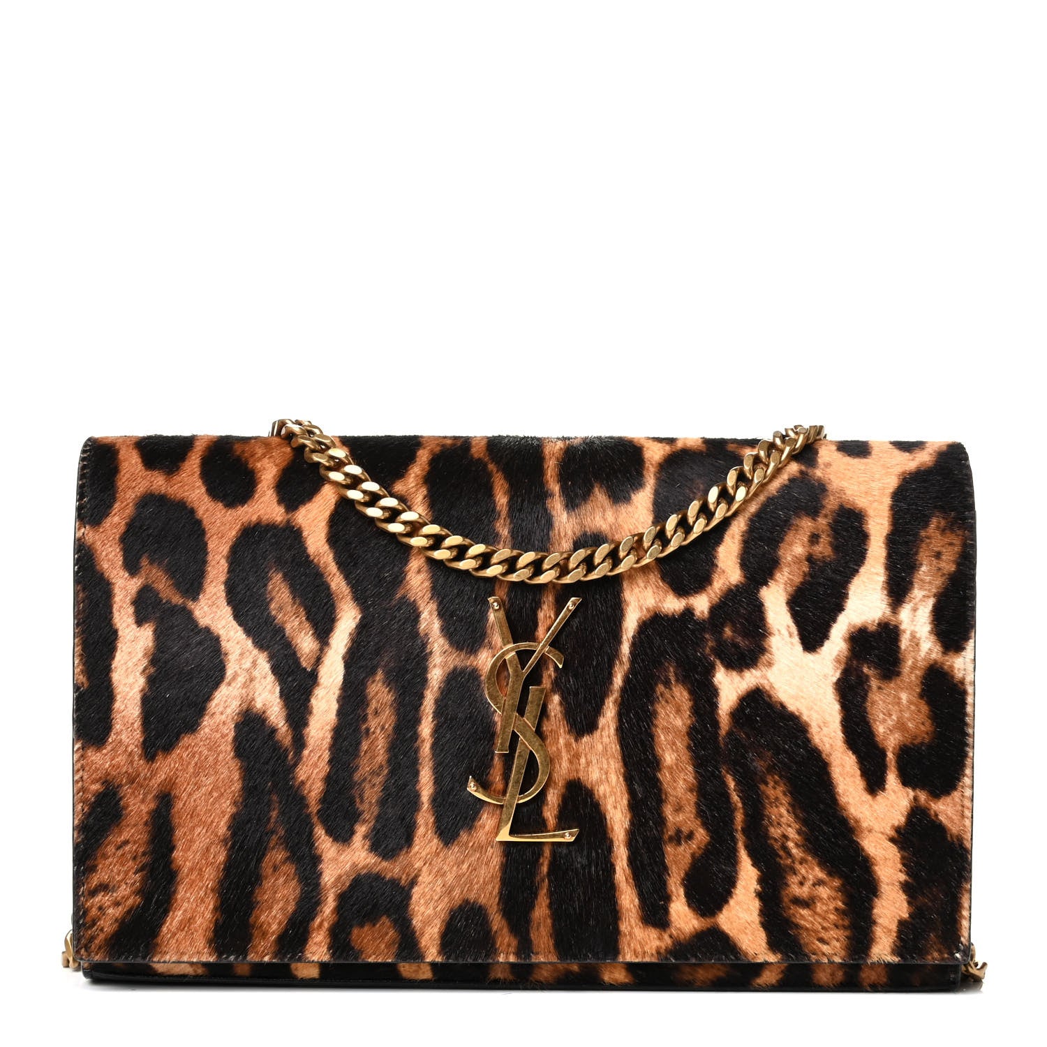 Saint Laurent Calf Hair Monogram Chain Wallet Leopard 1 of 6