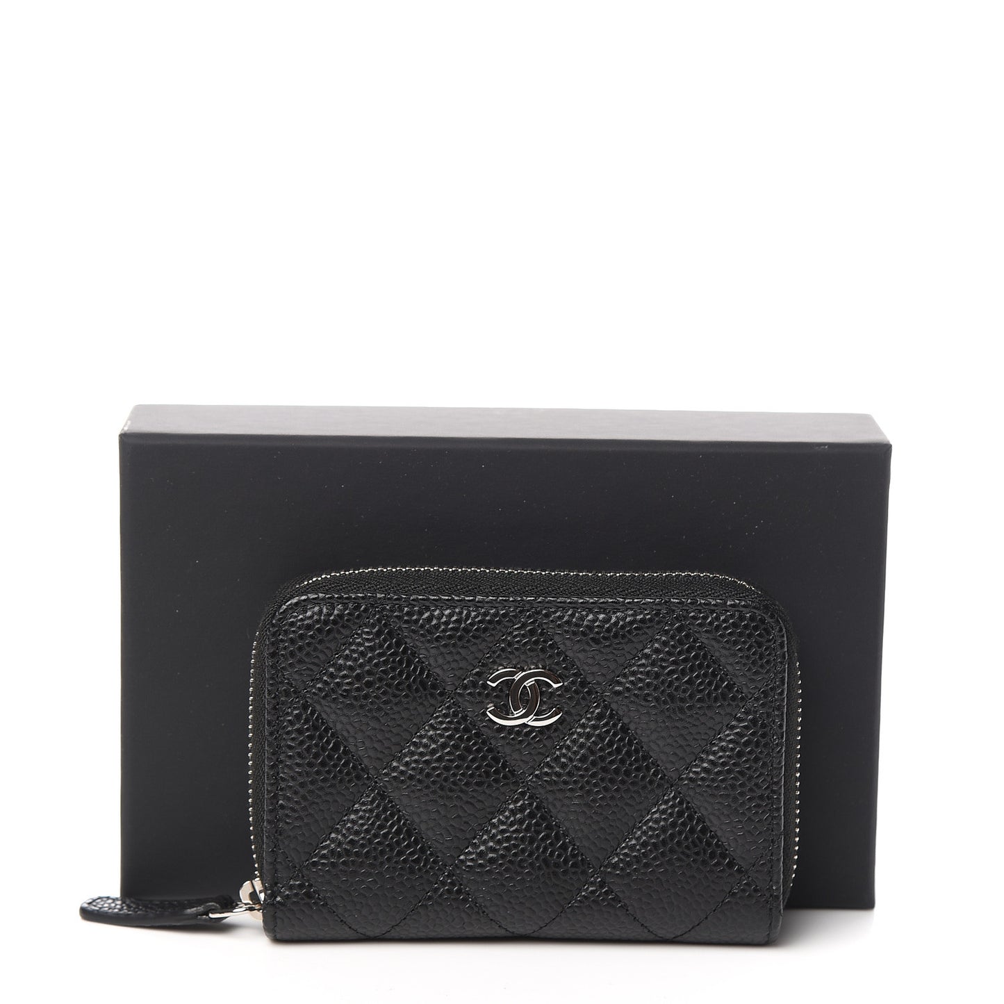 Caviar Quilted Zip Coin Purse Black