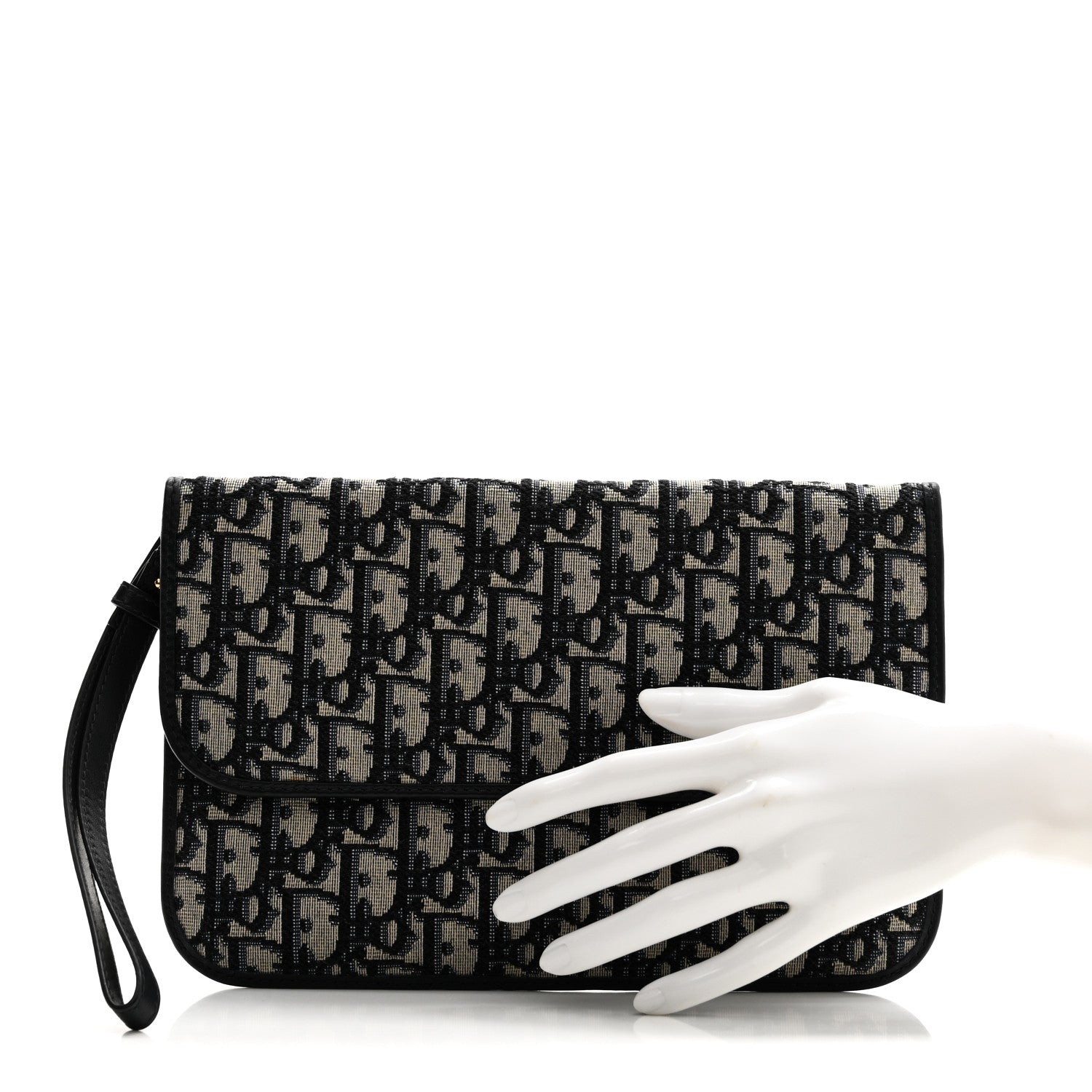 Christian Dior Oblique Flap Pouch Clutch Blue 2 of 9