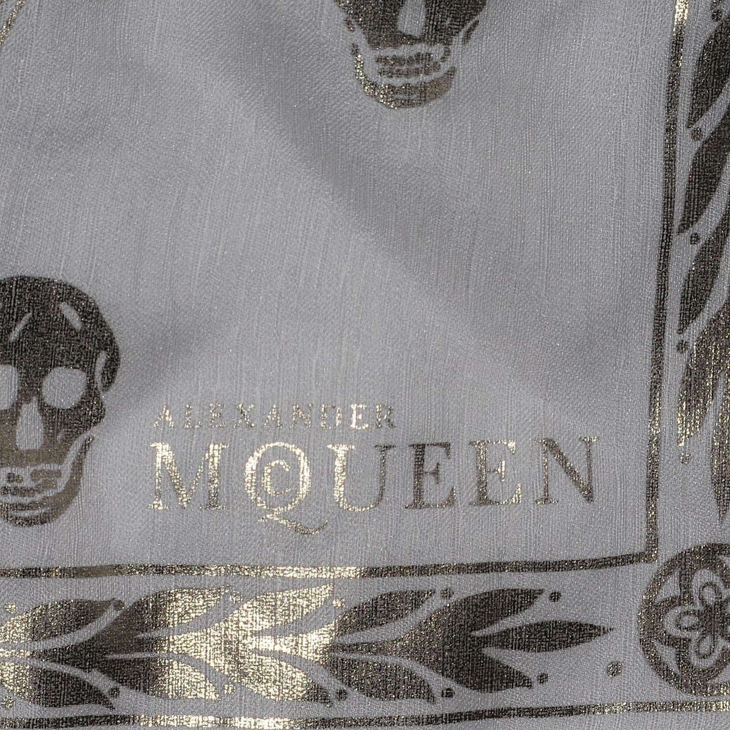Silk Chiffon Skull Snake Scarf White Silver