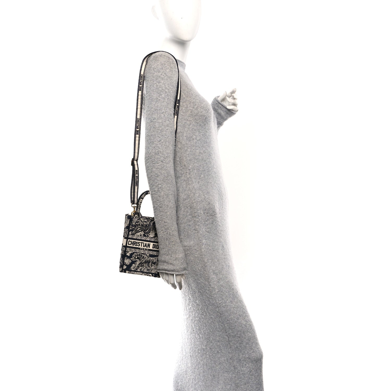 Christian Dior Canvas Toile de Jouy Reverse Embroidered Mini Book Tote Phone Bag Blue 2 of 10