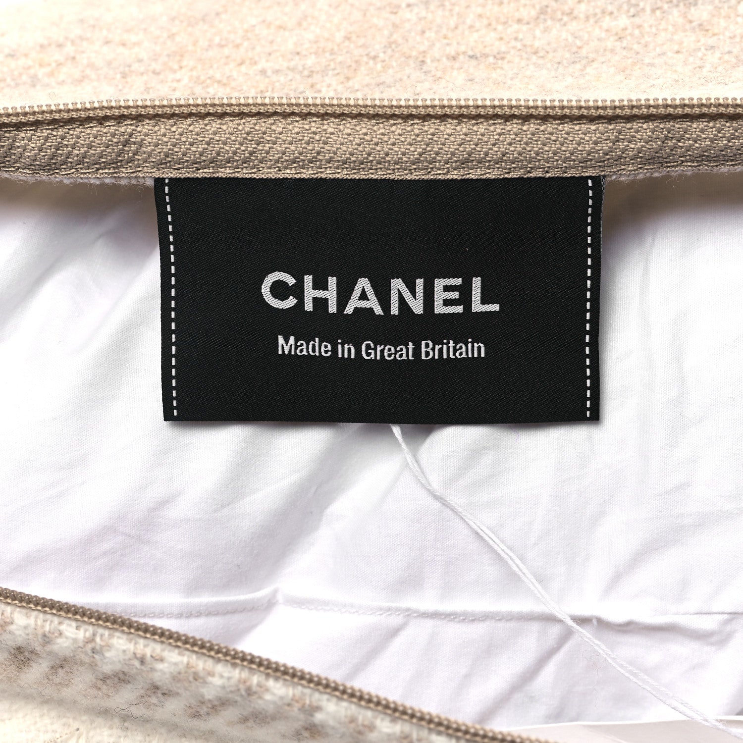 Chanel Merino Wool Cashmere CC Pillow Beige Off White 3 of 3