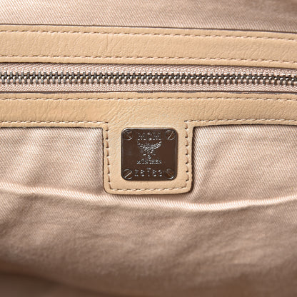 MCM Calfskin Ottomar Monogram Medium Klara Top Zip Tote New Beige 6 of 15