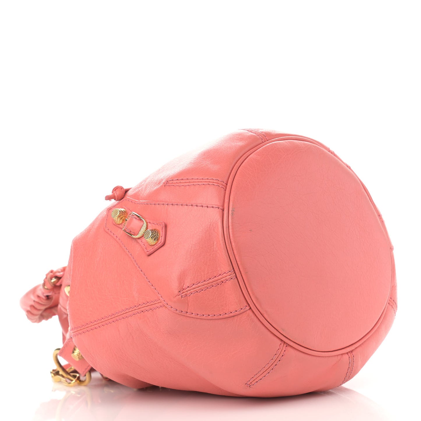 Agneau Giant 12 Gold Hardware Mini Pompon Rose Azalee
