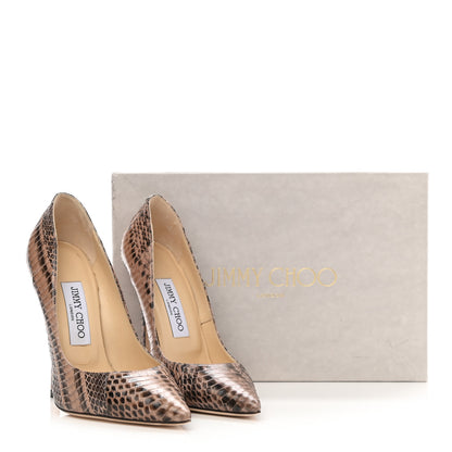 Jimmy Choo Elaphe Snakeskin 100 Pumps 37 Blush 8 of 11