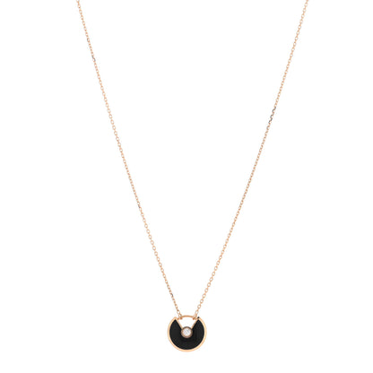 Cartier 18K Pink Gold Diamond Black Onyx XS Amulette de Cartier Pendant Necklace 1 of 4