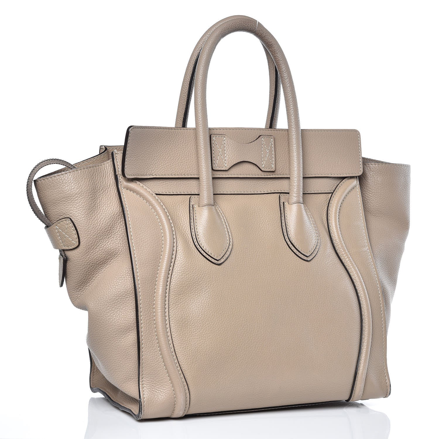 Celine Drummed Calfskin Mini Luggage Dune 3 of 17