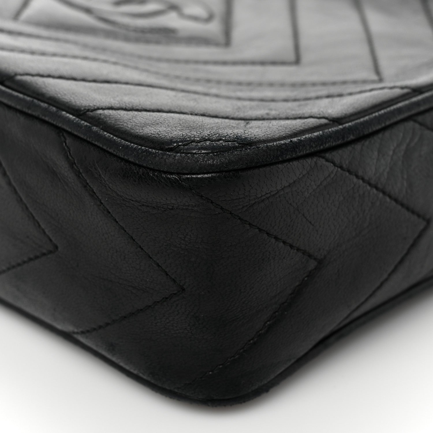 Chanel Lambskin Chevron Quilted Tassel Camera Case Black 7 of 7