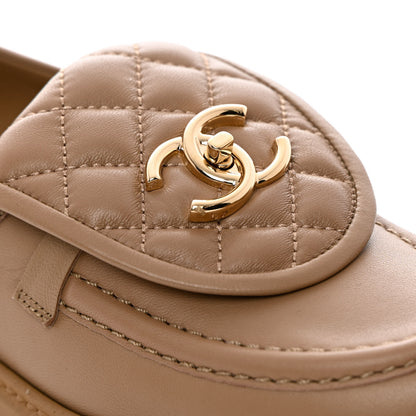 Chanel Lambskin Quilted CC Turnlock Loafers 36 Beige 11 of 11