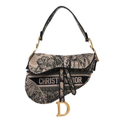 Christian Dior Canvas Embroidered Toile de Jouy Voyage Saddle Bag Beige Multicolor 1 of 10