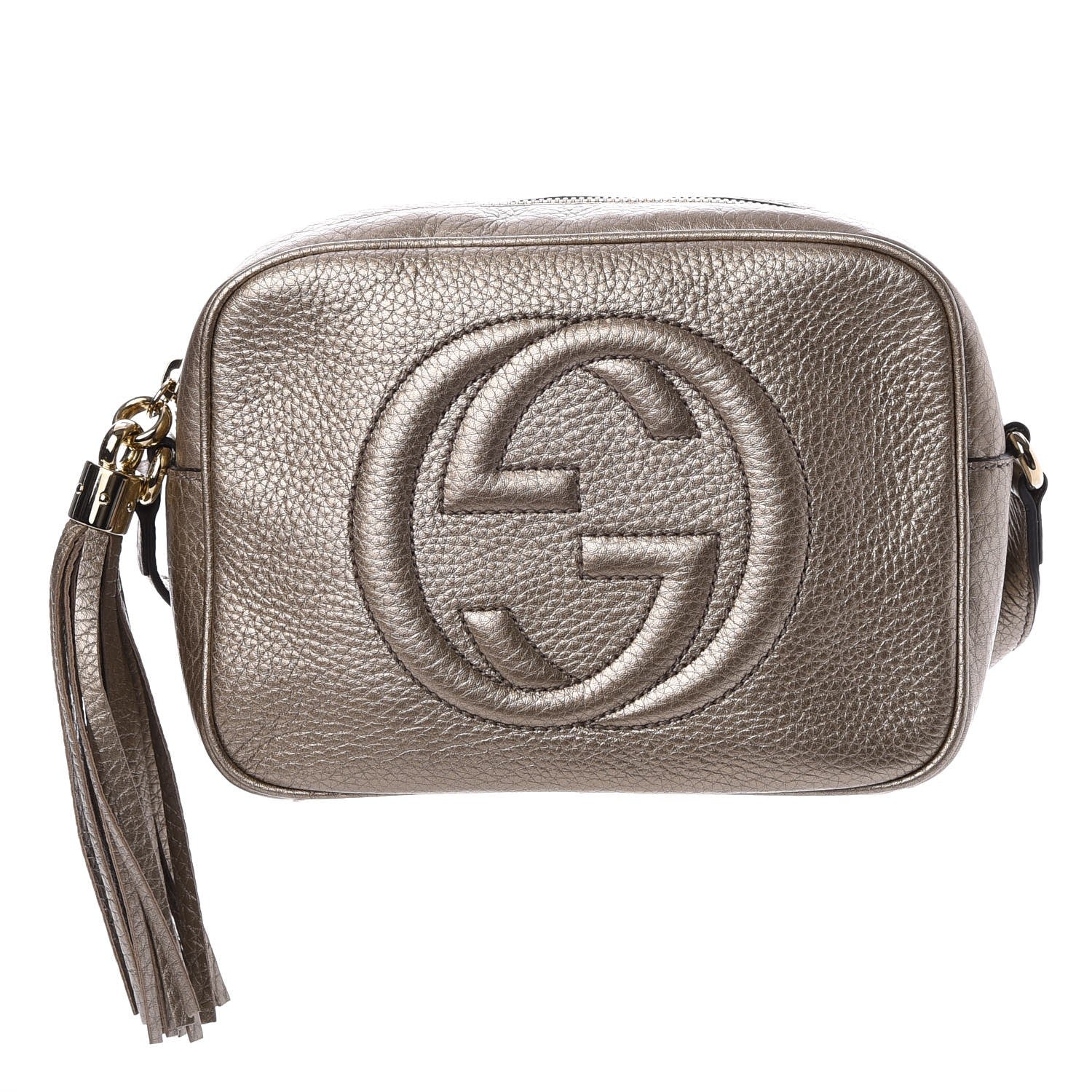 Gucci Metallic Pebbled Calfskin Small Soho Disco Bag Golden Beige 1 of 7