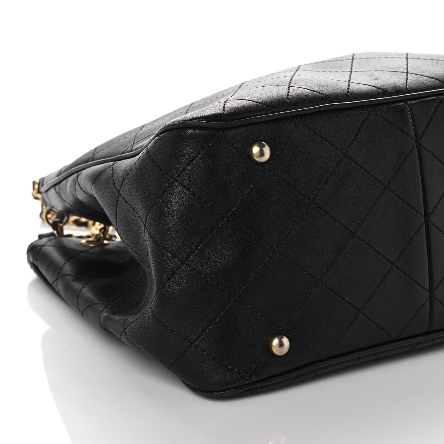 Calfskin Stitched Egyptian Amulet Drawstring Bag Black