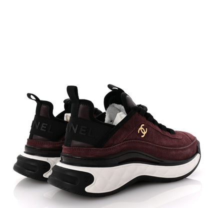 Chanel Suede Calfskin Nylon Grosgrain CC Sneakers 37 Dark Purple 5 of 11