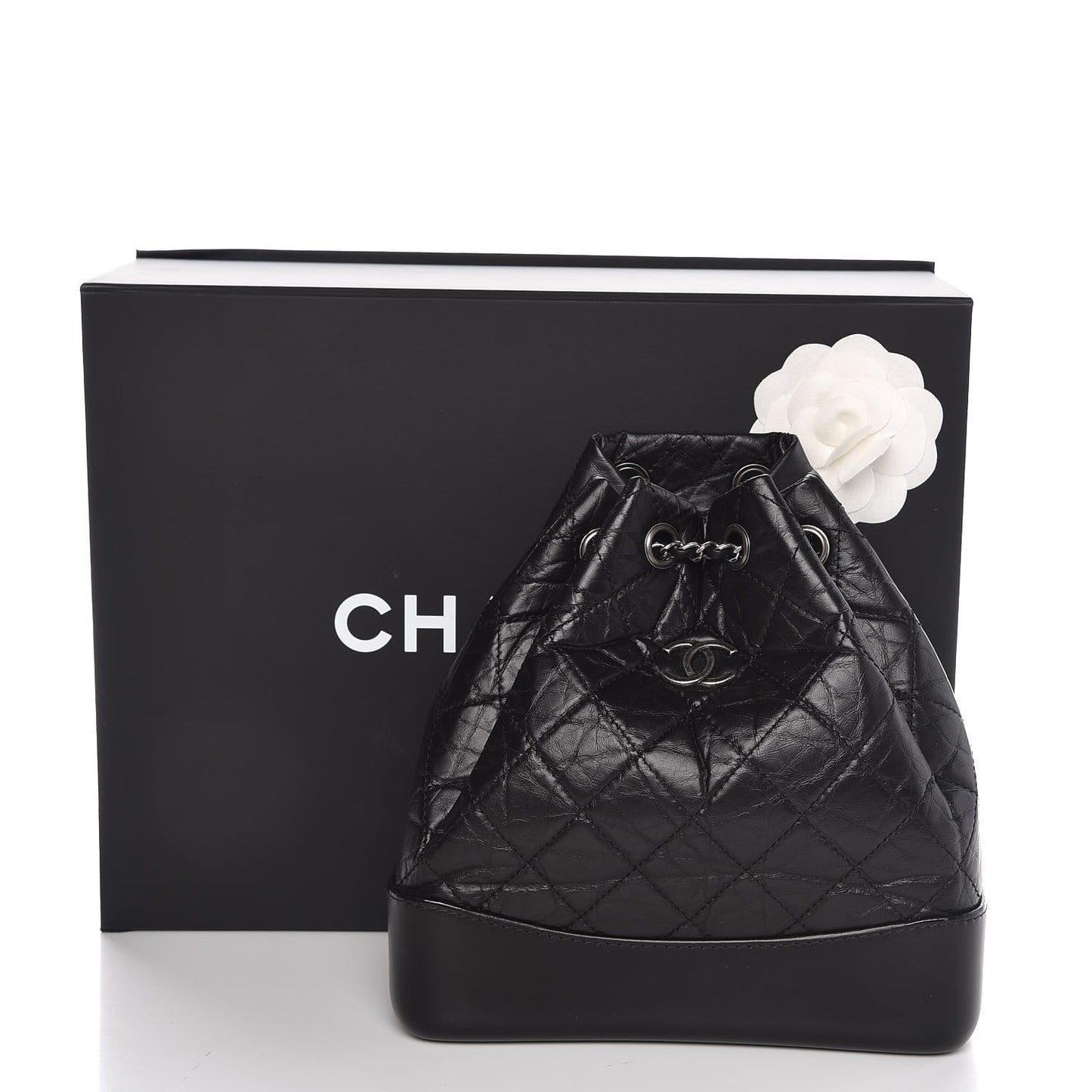 Aged Calfskin Quilted Small Gabrielle Backpack Black