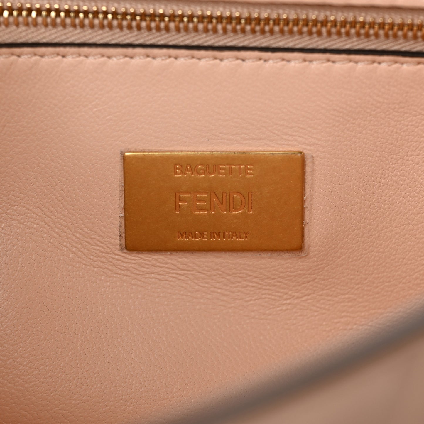 Nappa Small FF Embossed Midi Chain Baguette Light Rose