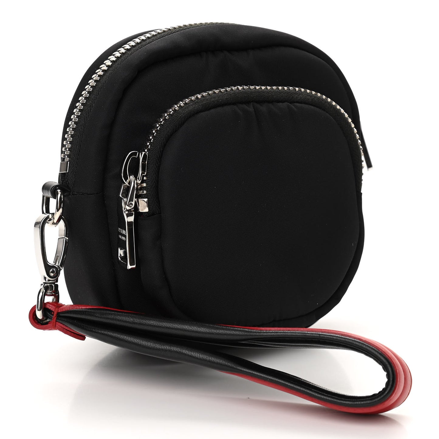 Tessuto Nylon Pocket Small Wristlet Pouch Black Fuoco
