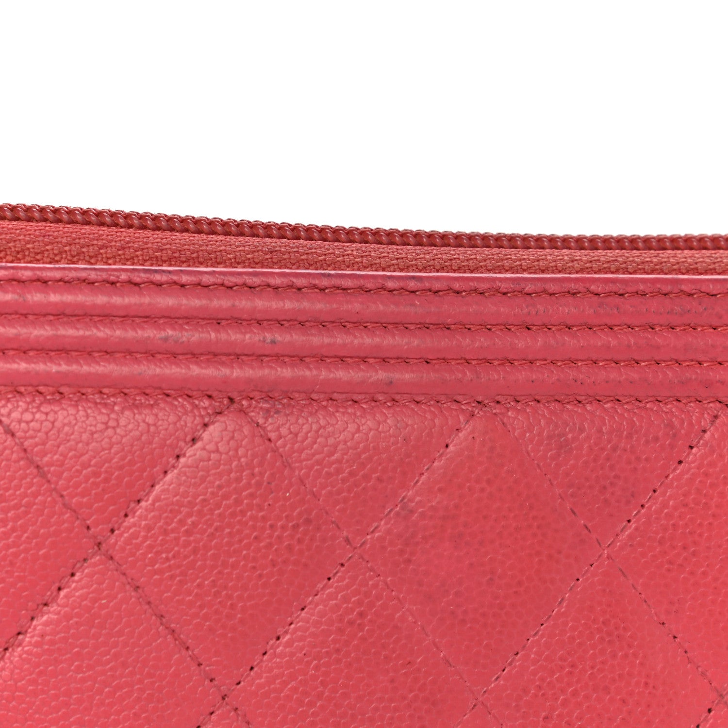 Chanel Caviar Quilted Large Boy Zip Around Wallet Coral 22 of 24