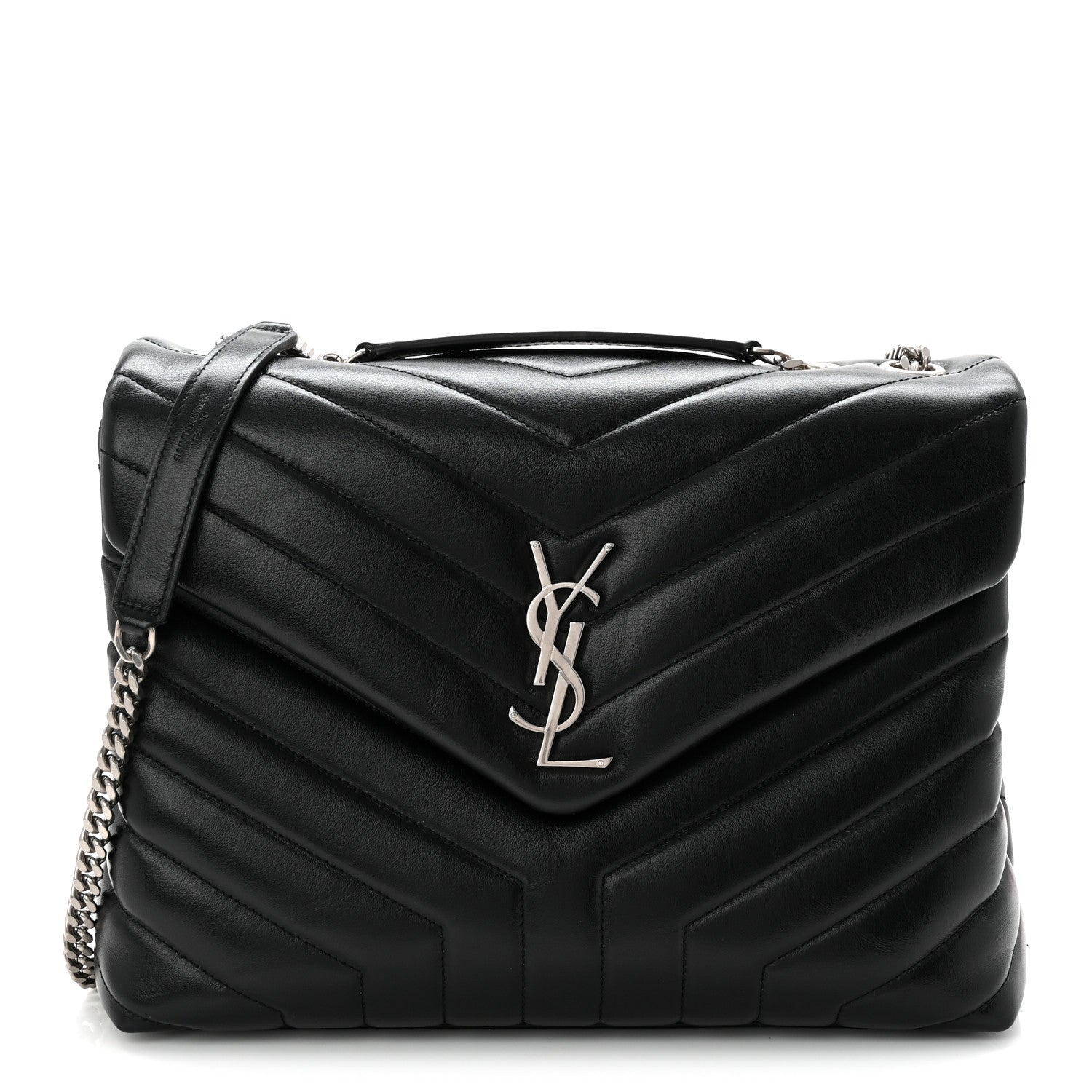 Saint Laurent Calfskin Y Quilted Monogram Medium Loulou Chain Satchel Black 1 of 10