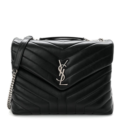 Saint Laurent Calfskin Y Quilted Monogram Medium Loulou Chain Satchel Black 1 of 10