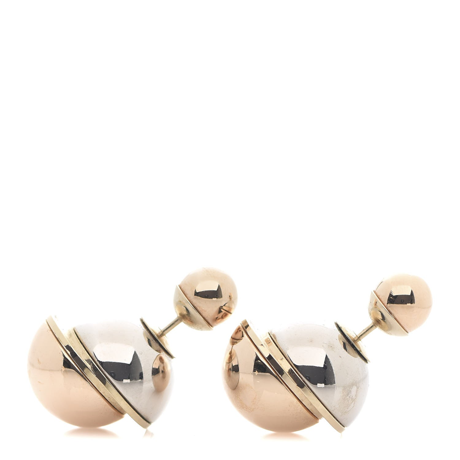 Christian Dior Mise En Dior Tribal Earrings Rose Gold Silver 1 of 5