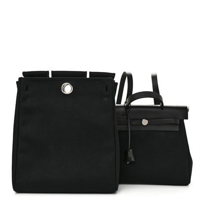 Hermes Toile Vache Calfskin Herbag 30 PM Backpack Black 3 of 10