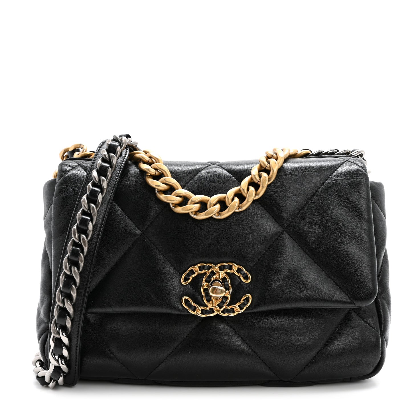 Goatskin Quilted Medium Chanel 19 Flap Black