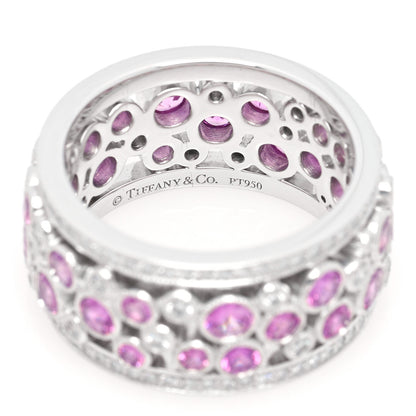 Tiffany Platinum Diamond Pink Sapphire Cobblestone Band Ring 53 6.25 4 of 4