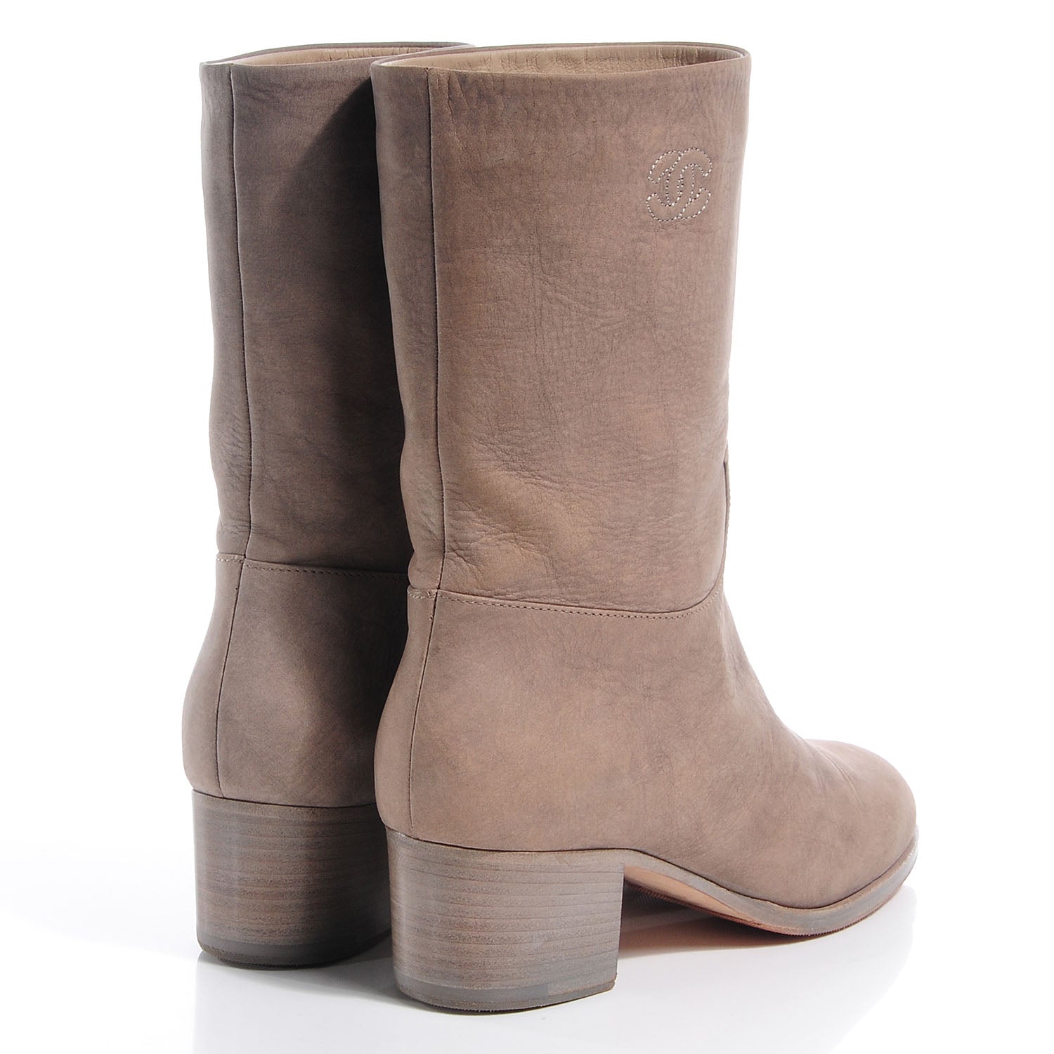 Chanel Nubuck CC Short Boots Grey 37 4 of 9