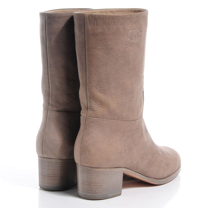 Chanel Nubuck CC Short Boots Grey 37 4 of 9