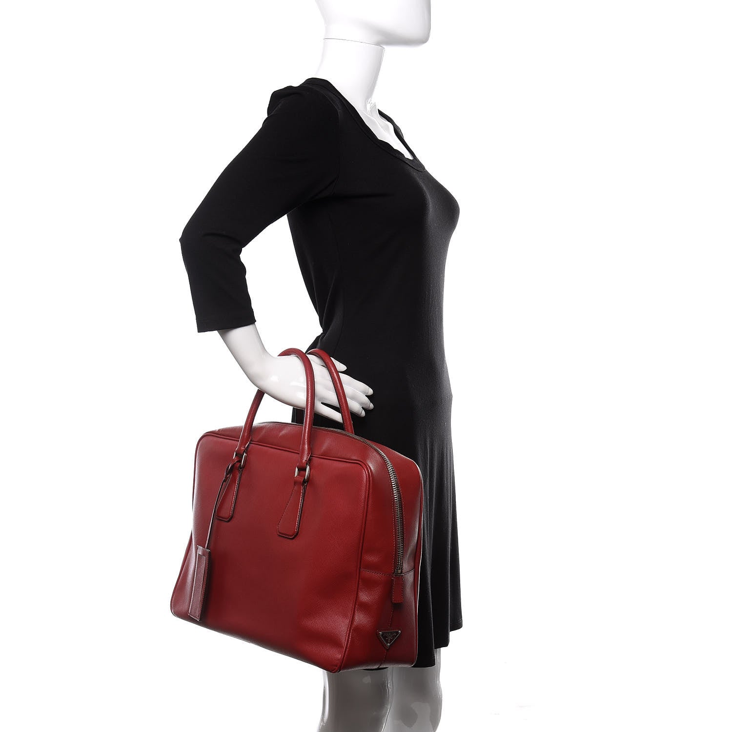 Prada Saffiano Travel Briefcase Rubino 2 of 14