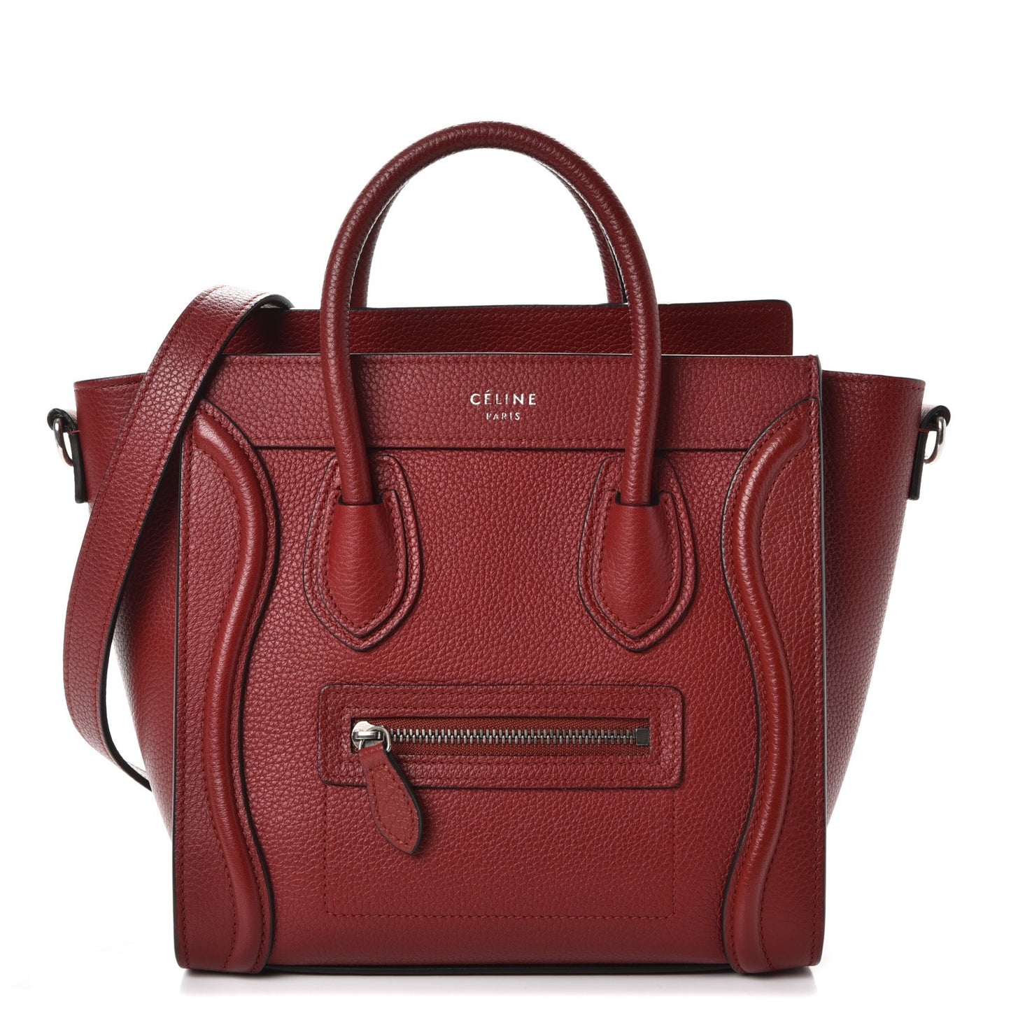 Drummed Calfskin Nano Luggage Merlot