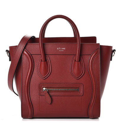 Celine Drummed Calfskin Nano Luggage Merlot 1 of 8