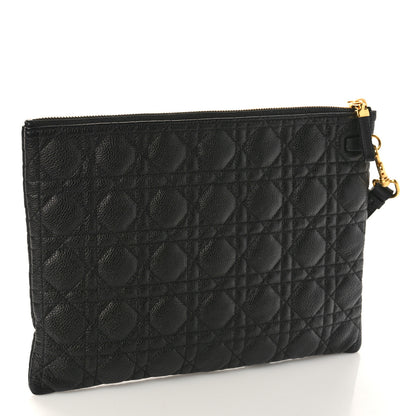 Christian Dior Supple Calfskin Cannage Large Caro Daily Pouch Black 3 of 8