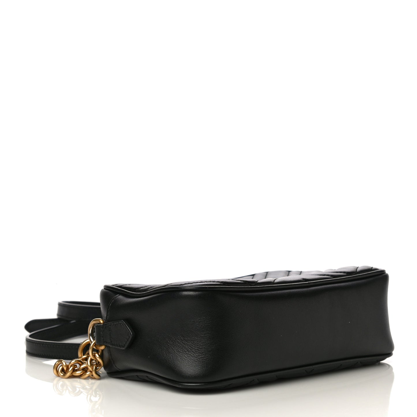 Calfskin Matelasse Small GG Marmont Chain Shoulder Bag Black