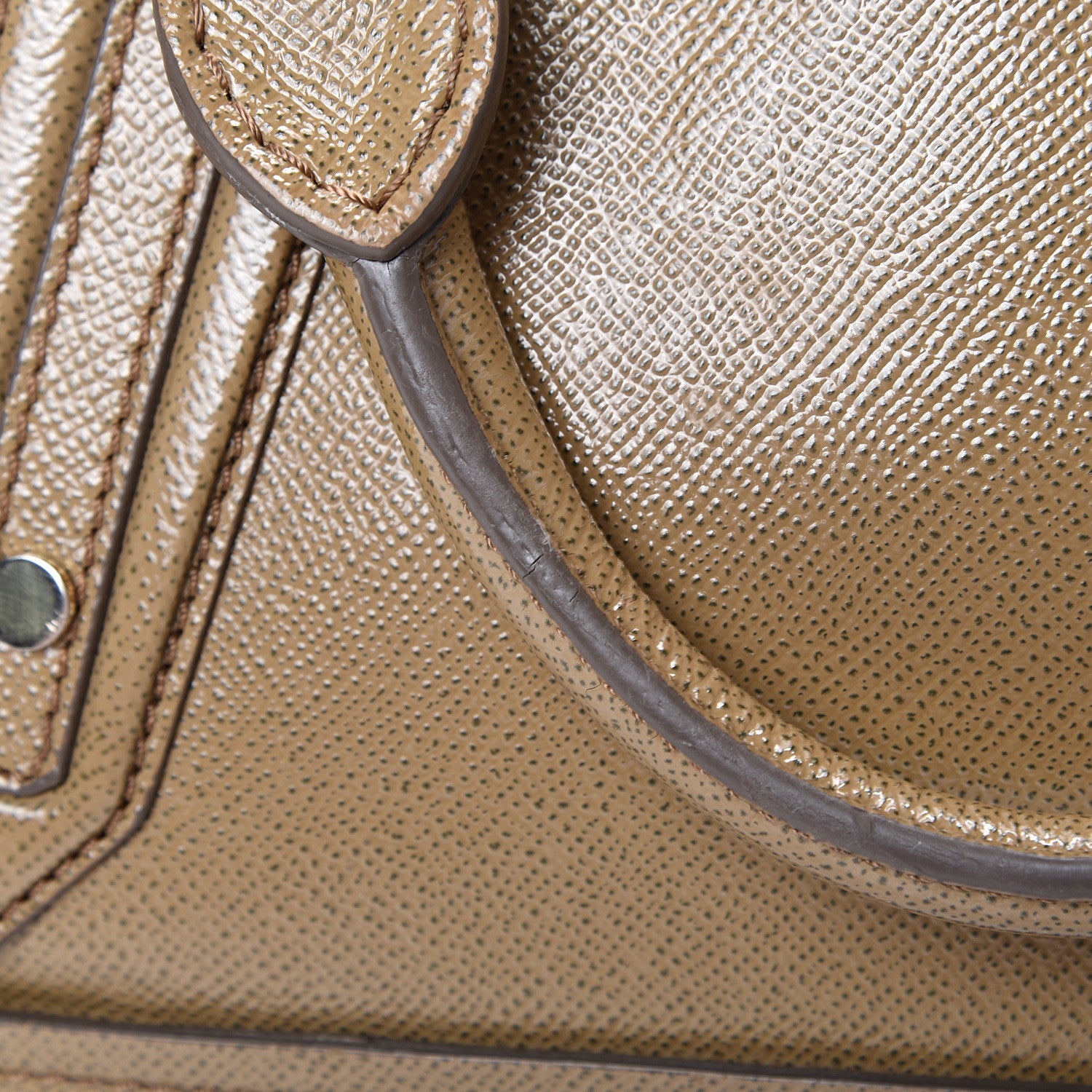 Burberry Patent London Grainy Calfskin Satchel Beige 14 of 23