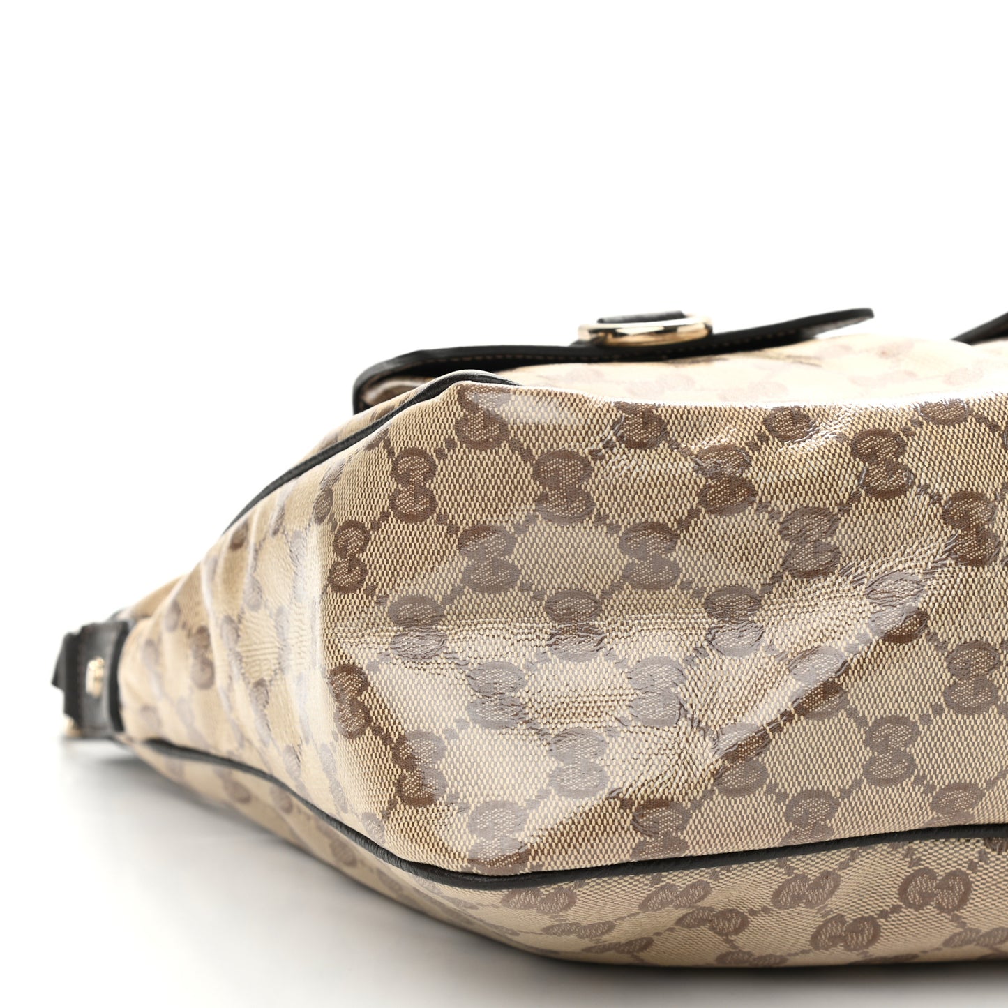Crystal Monogram Medium Abbey Pocket Hobo Tote Dark Brown