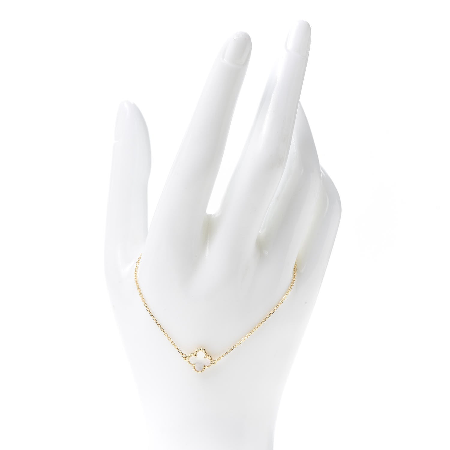 Van Cleef & Arpels 18K Yellow Gold Mother of Pearl Sweet Alhambra Bracelet 2 of 8