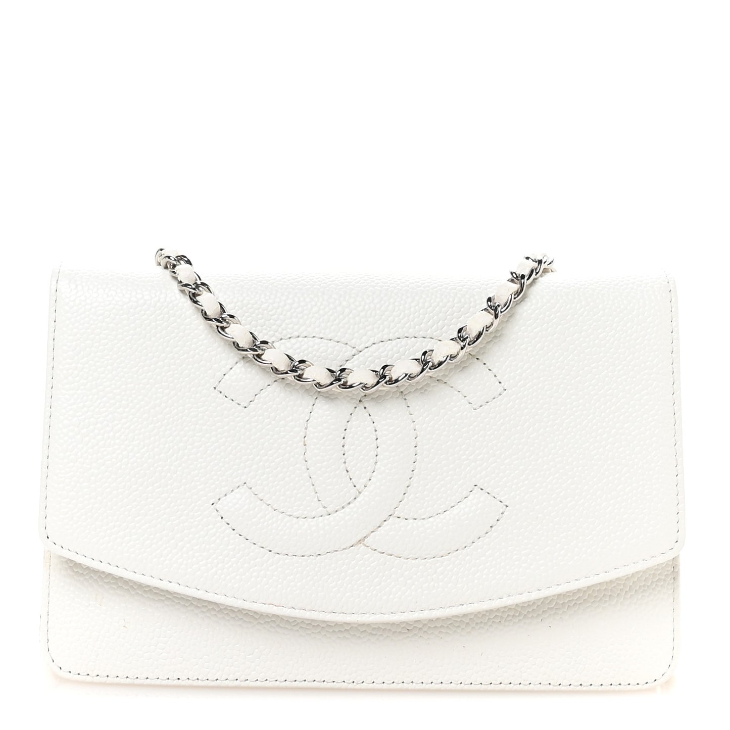 Caviar Timeless CC Wallet on Chain WOC White