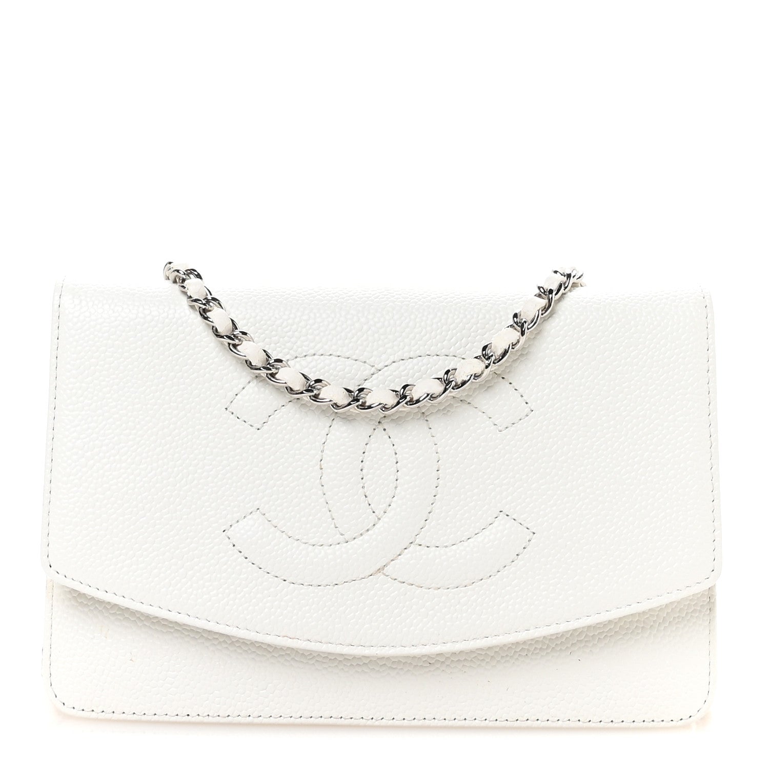 Chanel Caviar Timeless CC Wallet on Chain WOC White 1 of 11