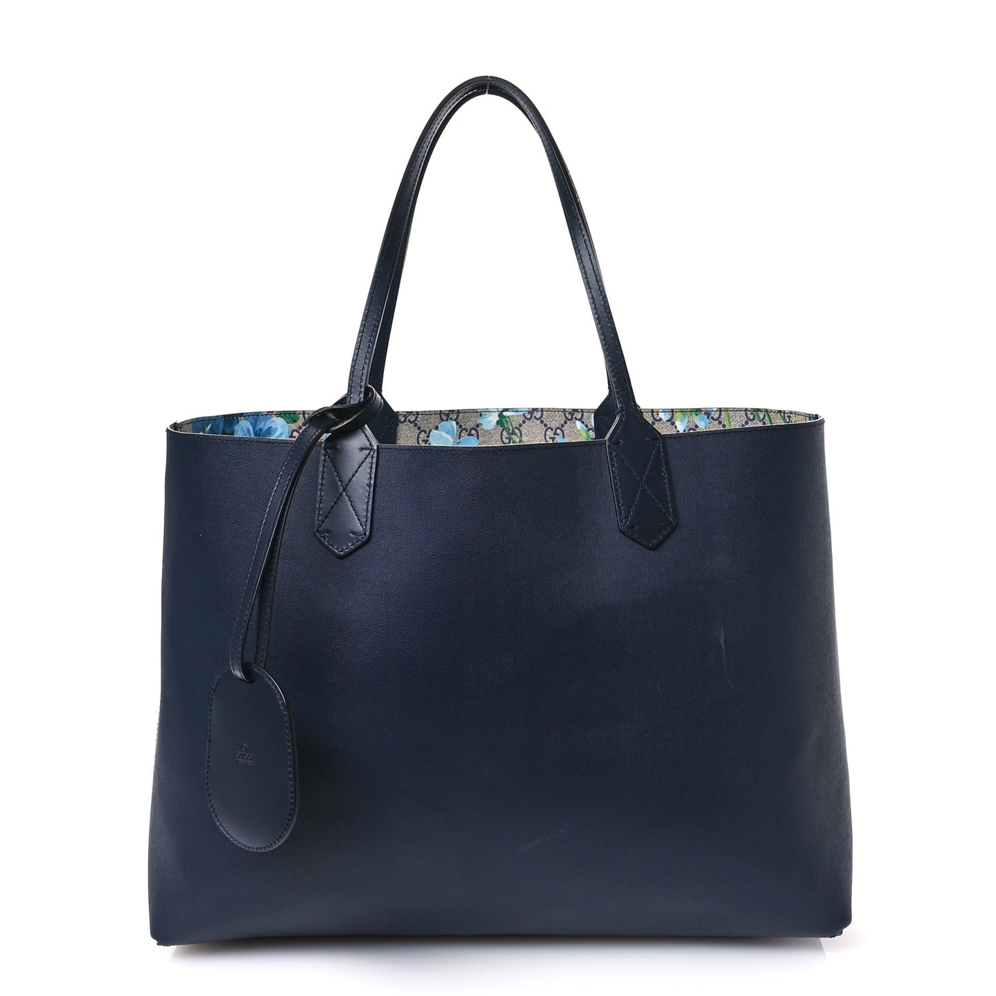 GG Supreme Monogram Blooms Medium Reversible Tote Beige Blue Navy